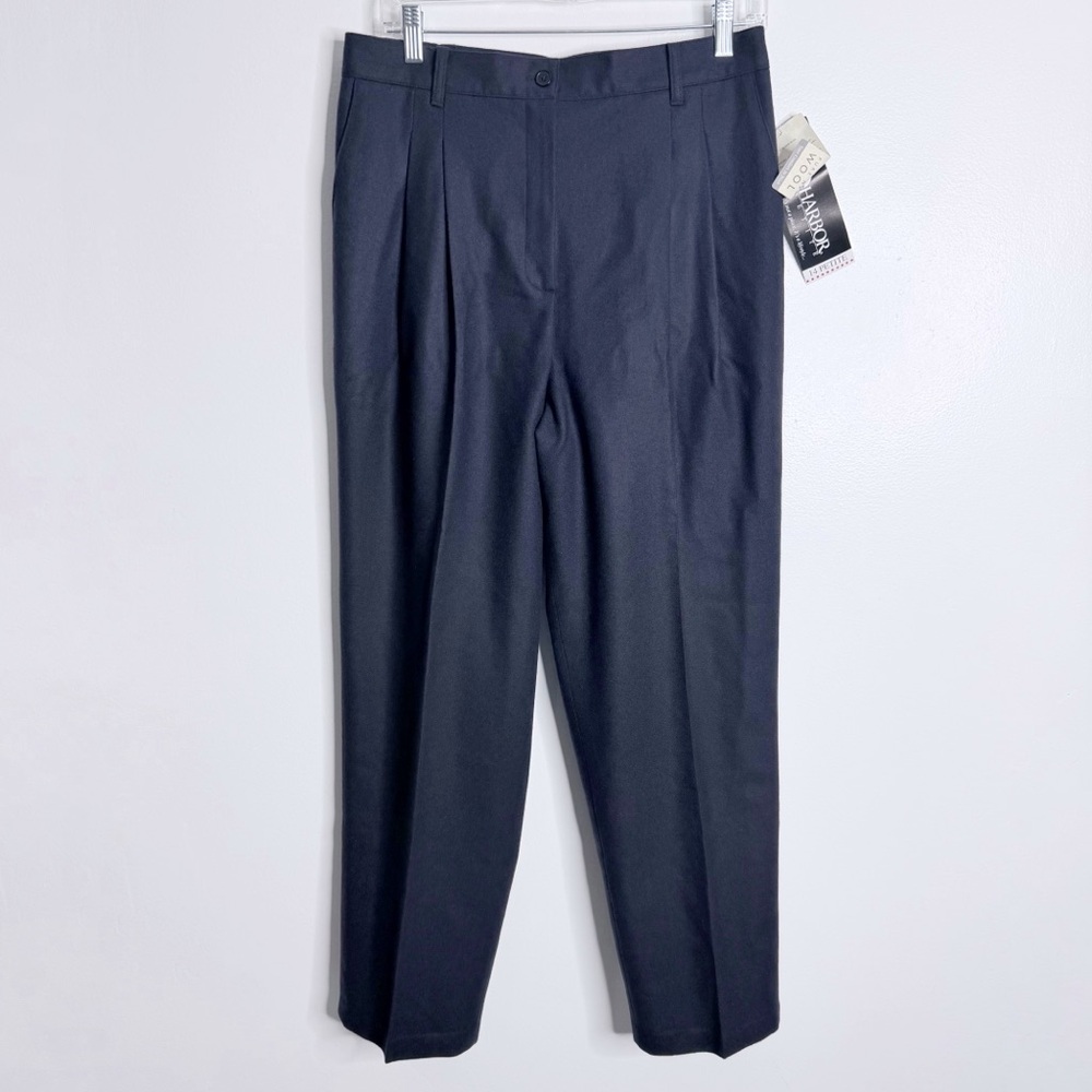 NWT Sag Harbor High Waist Wool Pant Navy Pleated Front Lined 14 Petite Workwear